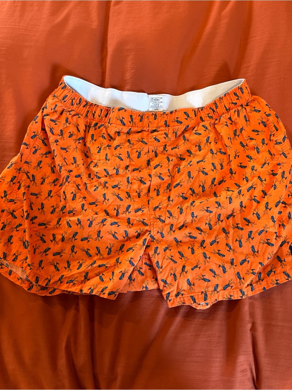 Polo by Ralph Lauren Orange Boxer Shorts with Navy Golf Print